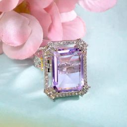 Saraf RS Jewellery Silver Lilac Doublet Studded Ring-image-82