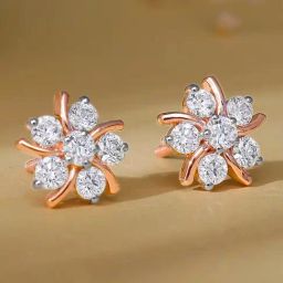 GIVA 18k Rose Gold Elixir Lab Grown Diamond Earrings-image-14