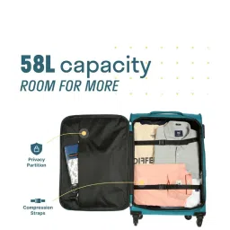 Citizen Journey Pulse Turquoise Solid Soft Cabin Trolley Bag - 57 Cms image 2