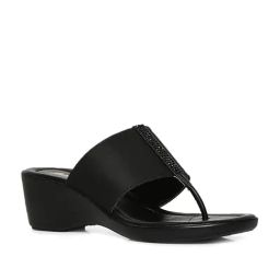 Bata Women's Black T-Strap Wedges-image-24