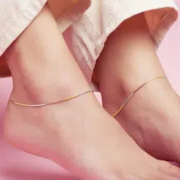 Zavya Elegant Triple Tone Sterling Silver Snake Chain Anklet (Pair)-image-42