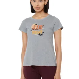 Soie Grey Printed Lounge T-Shirt-image-90