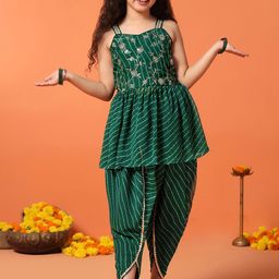 FASHION DREAM Girls Floral Printed Regular Kurta with Dhoti Pants-picture-1