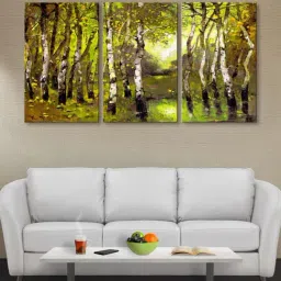 999Store Green Colourful Tree Art 3 Frame Canvas Paintings-47