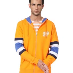 Jack & Jones Orange Striped Sleeves Hooded Sweatshirt-picture-38