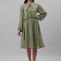Melon by PlusS Sea Green Midi A Line Dress-image-53