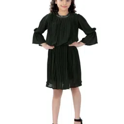poplins Kids Green Cotton Regular Fit Dress-image-46