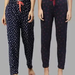 Kryptic Navy Printed Pure Cotton Elasticated Waist Band Regular Fit Pyjamas - Pack of 2-image-21