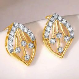 GIVA 18k Yellow Gold Feuille Lab Grown Diamond Earrings-picture-40