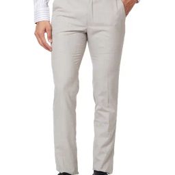 Park Avenue Dark Fawn Super Slim Fit Flat Front Trousers-image-98