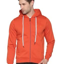 SHOWOFF Orange Cotton Slim Fit Solid Sweatshirt-image-18