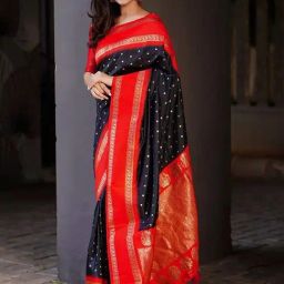 Anjaneya Sarees Black Silk Woven Saree With Unstitched Blouse-image-64