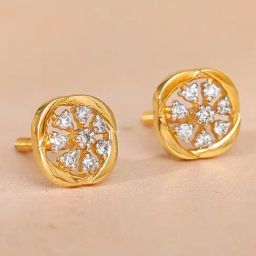 GIVA 14k Yellow Gold Beauty In Nature Lab Grown Diamond Earrings-image-36