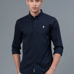 Red Tape Navy Cotton Regular Fit Shirt-image-16