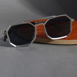SPADEACES Unisex Black Lens & Gunmetal-Toned Aviator Sunglasses With UV Protected Lens-picture-17