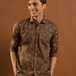 Mculine Men Standard Geometric Printed Pure Cotton Casual Shirt-image-74