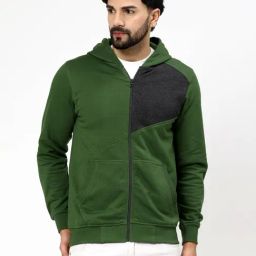 Kalt Green Regular Fit Solid Hooded Sweatshirt-image-91