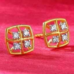 GIVA 14k Yellow Gold Square Lab Grown Diamond Earrings-image-38