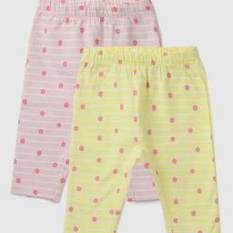 United Colors of Benetton Infant Girls Yellow & Pink Cotton Printed Pyjama (Pack of 2)-image-49