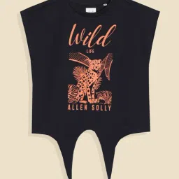 Allen Solly Girls Black Graphic T-Shirt-picture-24