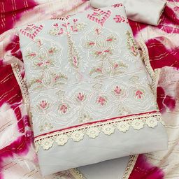 HERE&NOW Embellished Zari Silk Georgette Unstitched Dress Material-picture-18