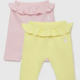 United Colors of Benetton Infant Girls Yellow & Pink Cotton Solid Trousers (Pack of 2)-picture-39