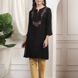 Nayam by Lakshita Black Viscose Embroidery Kurta-image-44