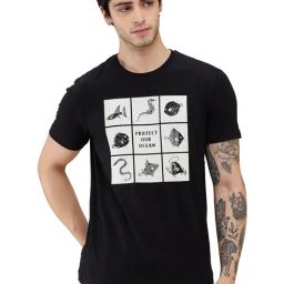 Being Human Black Cotton Regular Fit Printed T-Shirt-image-74