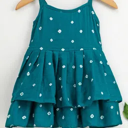 JAV CREATIONS Girls Bnadhani Print Layered Cotton Fit & Flare Dress-picture-58