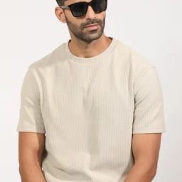 Rare Rabbit Beige Cotton Slim Fit Striped T-Shirt-picture-45