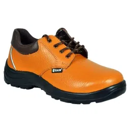 Zain Safety Executive Steel Toe Safety Shoes PU Single Density Low Ankle Tan Buff Apollo Genuine Leather Size UK12, SAND-image-49