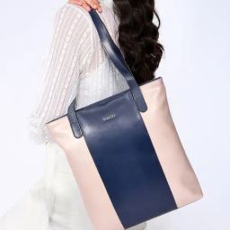 SASSORA IRIS Blue Leather Large Shoulder Bag-46