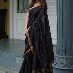 Anjaneya Sarees Black Woven Saree With Unstitched Blouse-picture-32