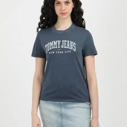 TOMMY HILFIGER Grey Cotton Graphic Print T-Shirt-picture-24
