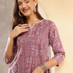 Anouk Rustic Floral Print Cotton Shirt Style Top-image-34