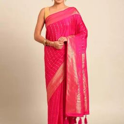 Mohey Rani Silk Zari Work Saree with Unstitched Blouse-picture-37