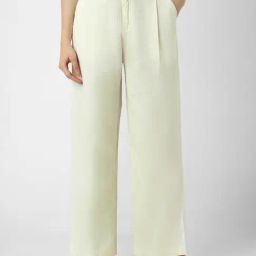 Van Heusen Cream Blended Regular Fit Mid Rise Trousers-image-15