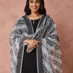 Fabindia White Cotton Silk Regular Fit Printed Dupatta-4