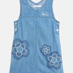 ELLE Girls Blue Pure Cotton Dress-picture-21