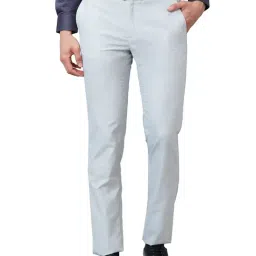 Raymond Grey Slim Fit Self Design Flat Front Trousers-image-53