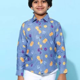 Tales & Stories Kids Navy Printed Full Sleeves Shirt-image-36