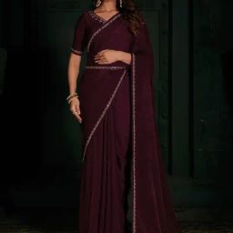 Saree Mall Purple Embellished Saree With Unstitched Blouse-image-73
