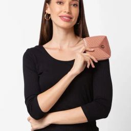 Caprese Arlisa Dark Pink Faux Leather Printed Zip Around Wallet-image-71