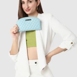 Caprese Berdine Light Blue Faux Leather Quilted Wallet-image-66