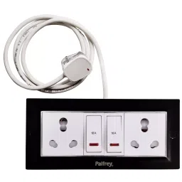 Palfrey Black Electric Extension Board - 16A + 16A with Two 16A Switch with LED Indicator and Heavy Duty 5 Meter Wire (Black Color) image 2