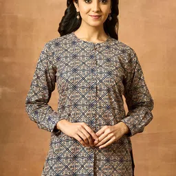 WOMEN PLUS Women Printed Pure Cotton Short Kurti-picture-34