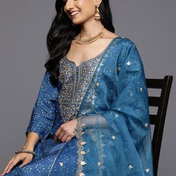 Libas Bandhani Embroidered Regular Kurta With Trousers & Dupatta-28