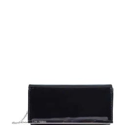 Lino Perros Black Solid Leather Fold Over Clutch-image-29