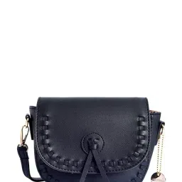 Lino Perros Navy Interlaced Flap Sling Bag-30