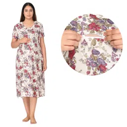 Morph Maternity Feeding Night Gown With Horizontal Nursing - Multi-Color-picture-44